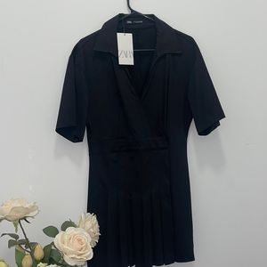 Zara Pleated wrap button dress